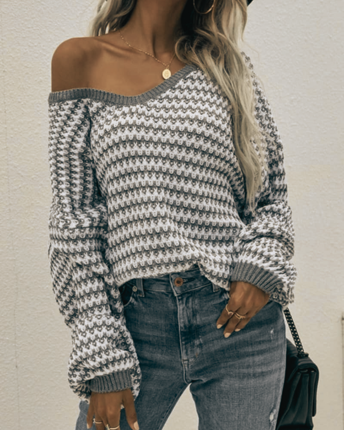 Demi Grey Striped Knit Sweater