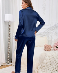 Sweet Dreams Midnight Blue Silky 2pc PJ Set