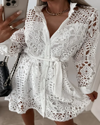 Sienna White Lace Shirt Dress