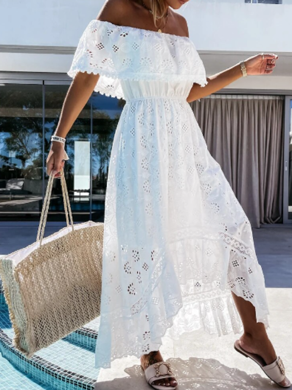 Rumer White Lace Off The Shoulder Dress - Villa Vibes Australia