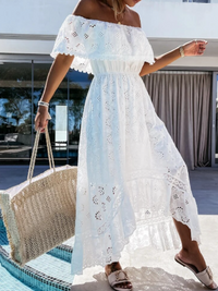 Rumer White Lace Off The Shoulder Dress - Villa Vibes Australia