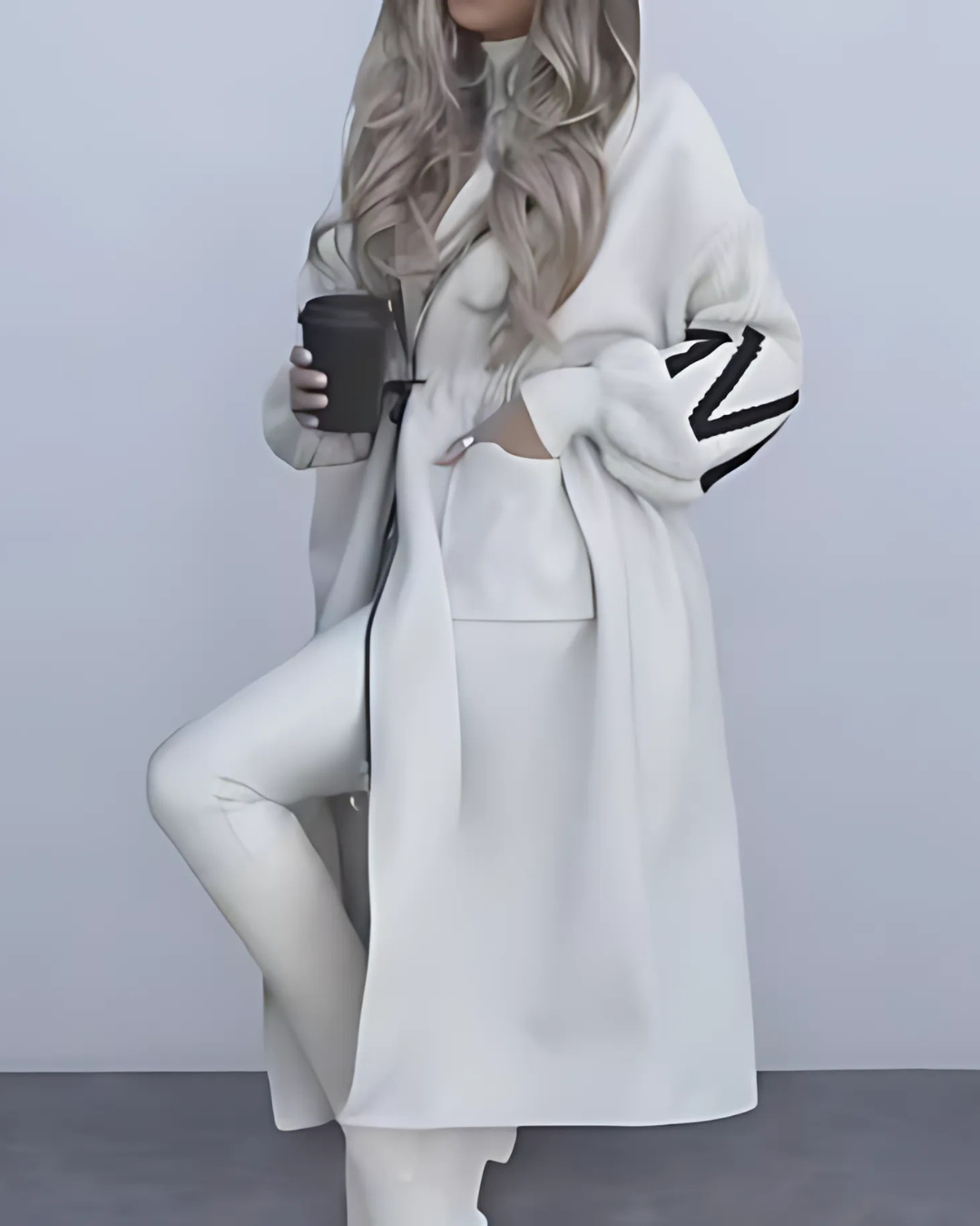 Kelly White Drawstring Hooded Coat | ALMOST GONE