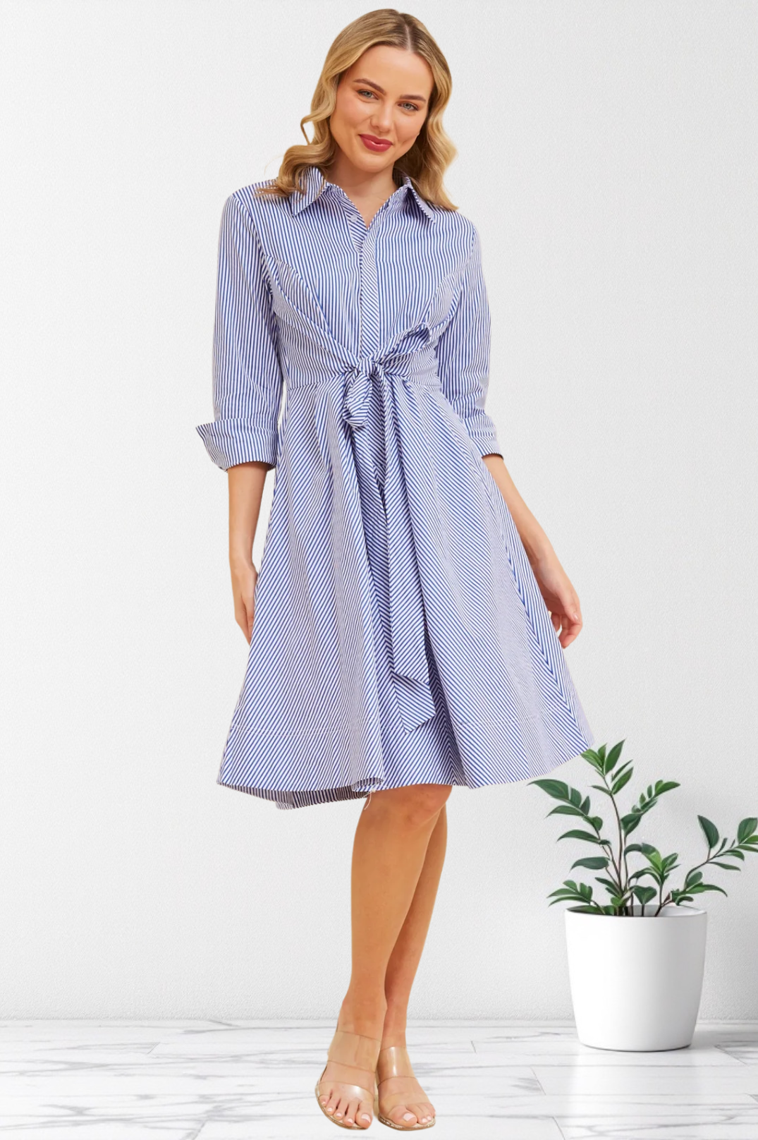 Zanzibah Striped Shirt Dress | RUNNING LOW