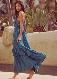 Shakira Malachite Blue Dress - Villa Vibes Australia