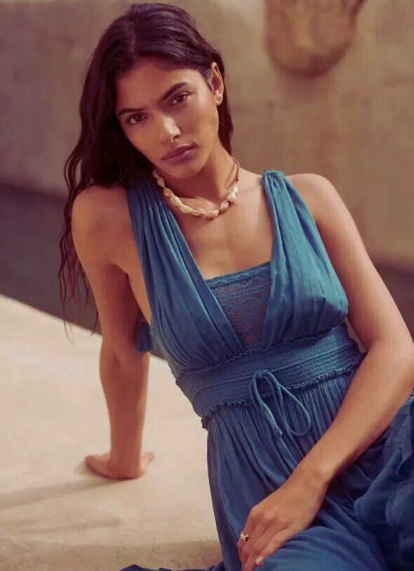 Shakira Malachite Blue Dress - Villa Vibes Australia