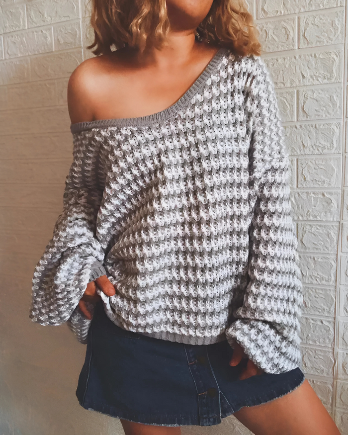 Demi Grey Striped Knit Sweater