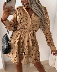 Sienna Toffee Lace Shirt Dress