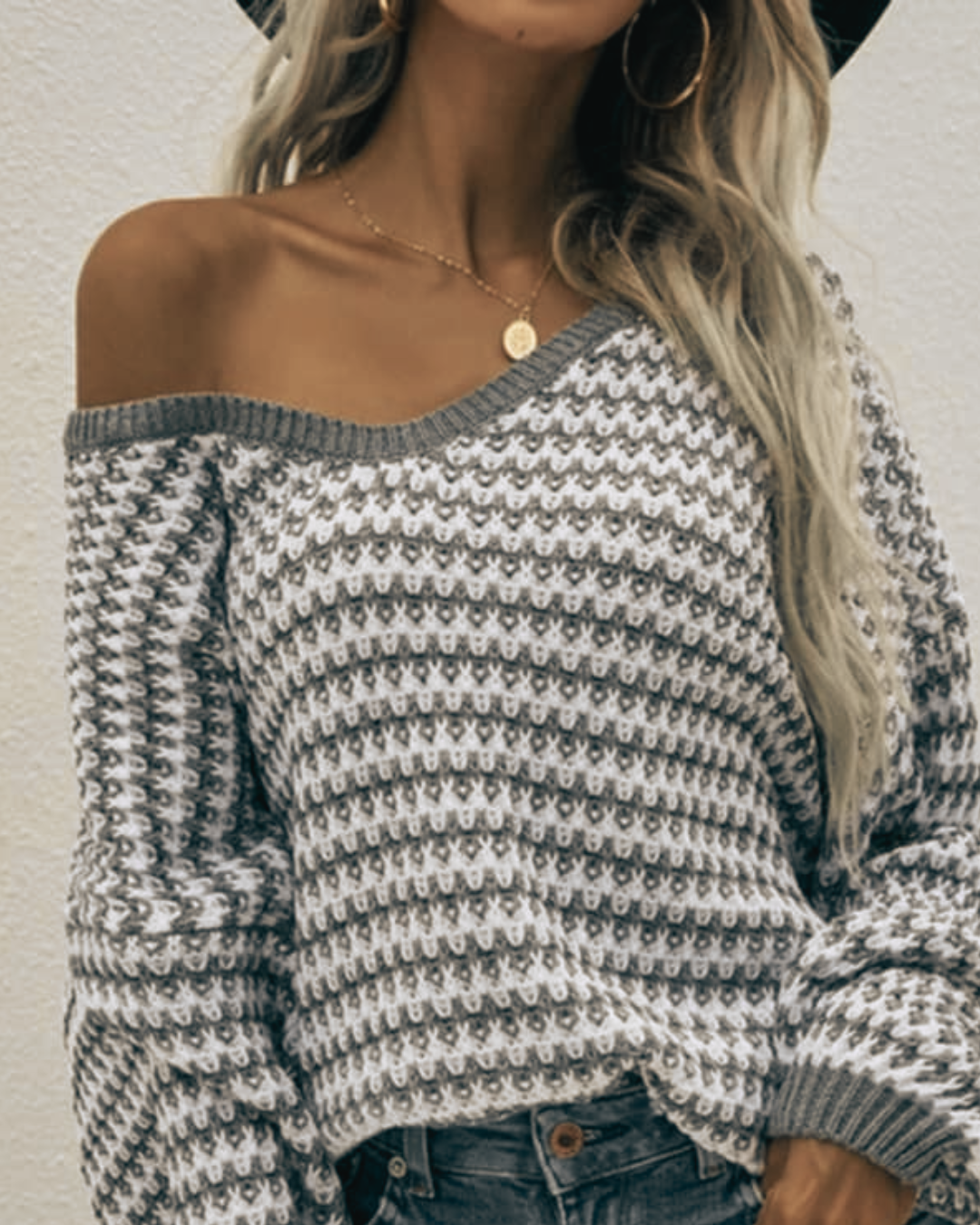 Demi Grey Striped Knit Sweater