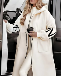 Kelly Cream Drawstring Hooded Coat | ALMOST GONE