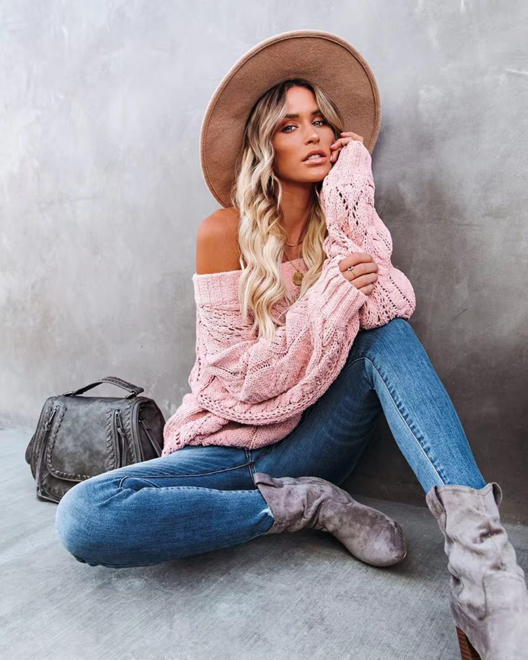Delta Pink Cable Knit