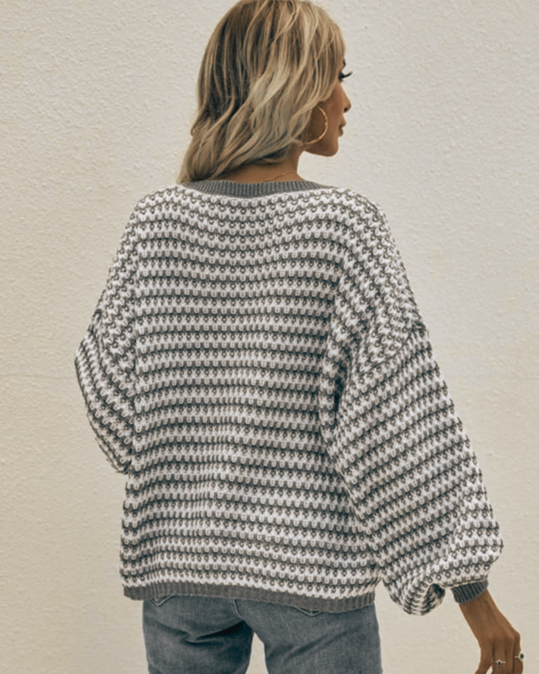 Demi Grey Striped Knit Sweater