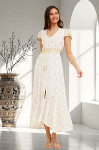 SALE Bermuda White & Gold Dress