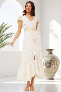 SALE Bermuda White & Gold Dress