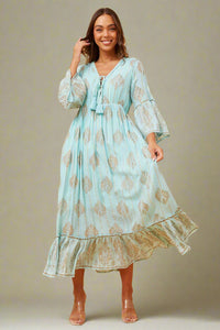 SALE Corsica Aqua & Gold Dress