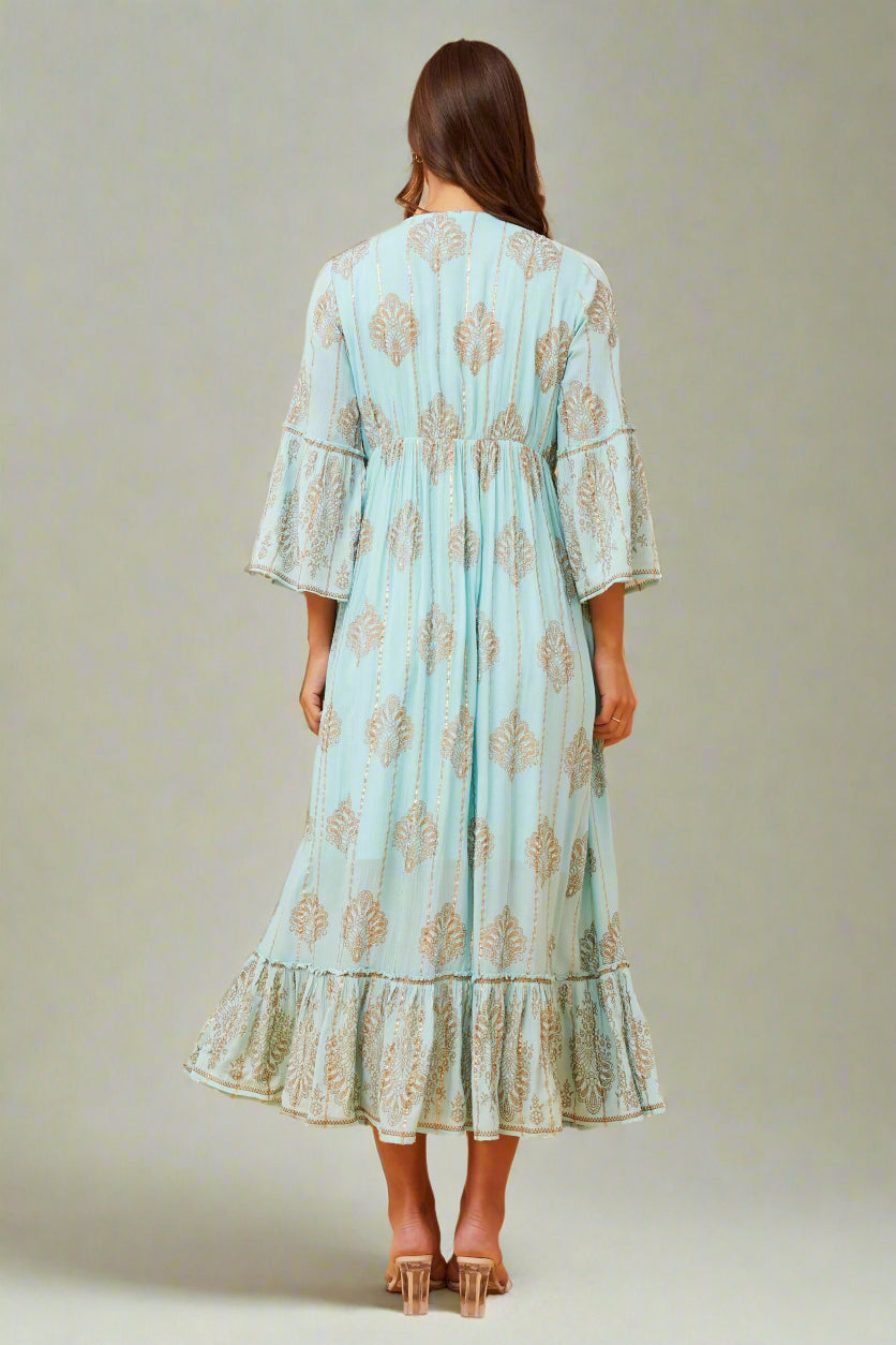 SALE Corsica Aqua & Gold Dress
