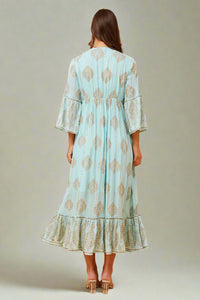 SALE Corsica Aqua & Gold Dress