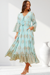 SALE Corsica Aqua & Gold Dress