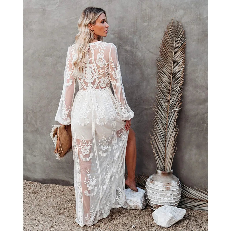 Janis White Lace Silhouette Dress - Villa Vibes Australia