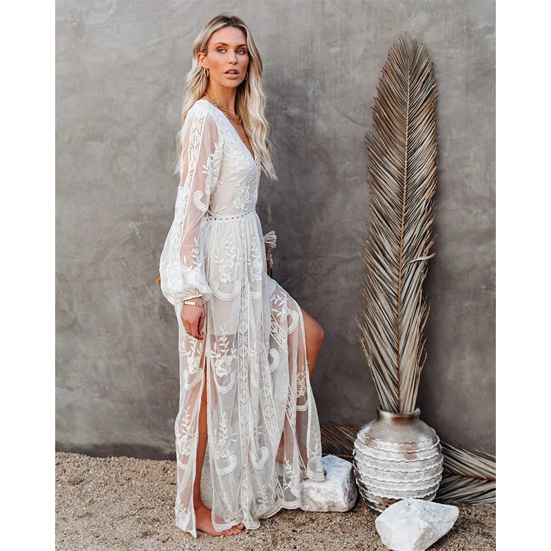 Janis White Lace Silhouette Dress - Villa Vibes Australia