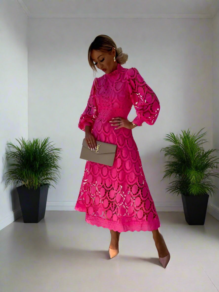 Jasmine Pink Lace Dress - Villa Vibes Australia