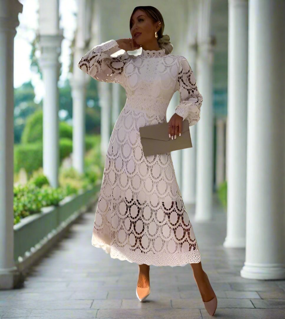 Jasmine White Lace Dress