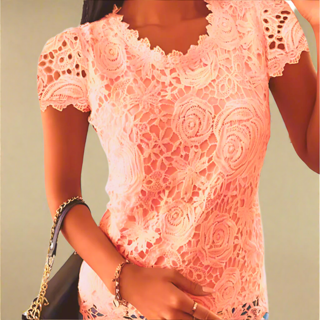 Lohan Peachy Pink Lace Top - Villa Vibes Australia