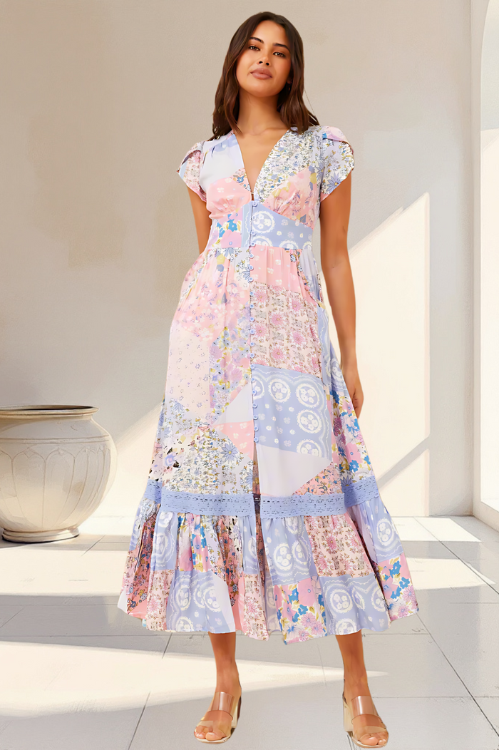 Paradise Patchwork Print Dress | FEW SIZES LEFT
