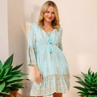 SALE Bali Aqua Boho Dress