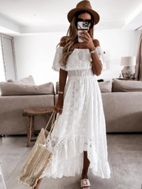 Rumer White Lace Off The Shoulder Dress - Villa Vibes Australia