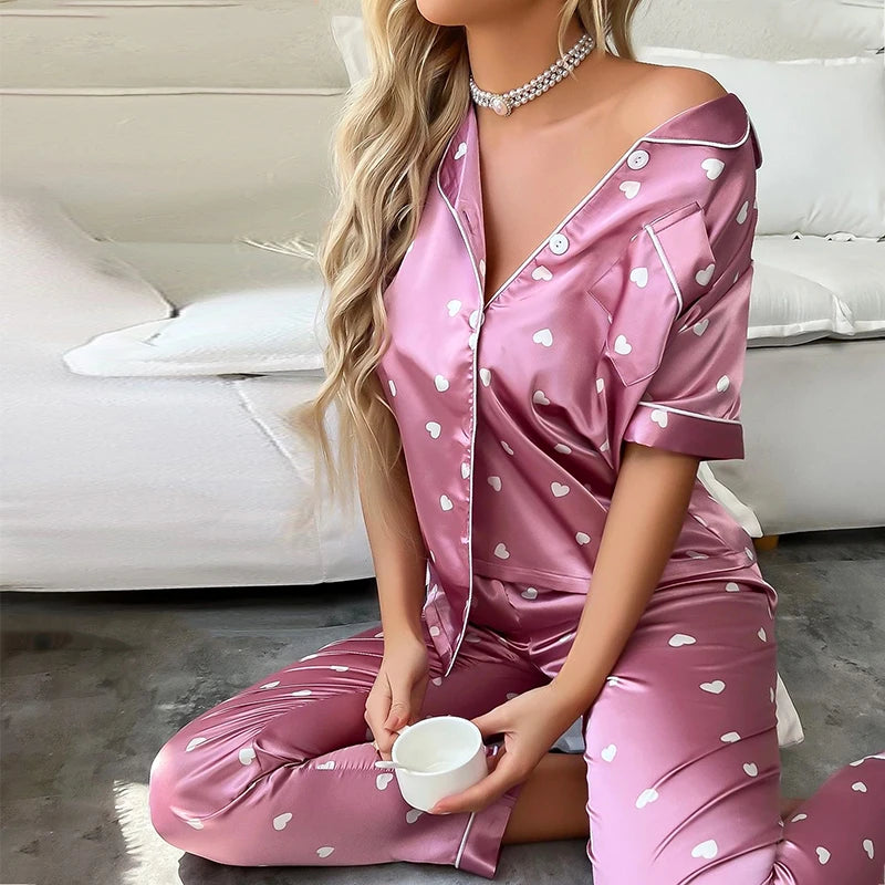 Heart Heaven Satin 2pce PJ Set