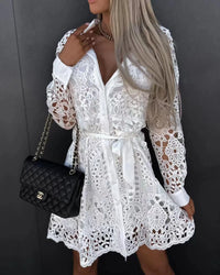 Sienna White Lace Shirt Dress