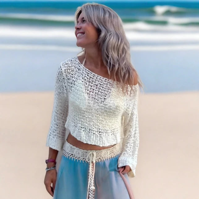 Mira Sand Vintage Crochet Top - Villa Vibes Australia