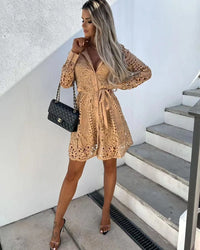 Sienna Toffee Lace Shirt Dress