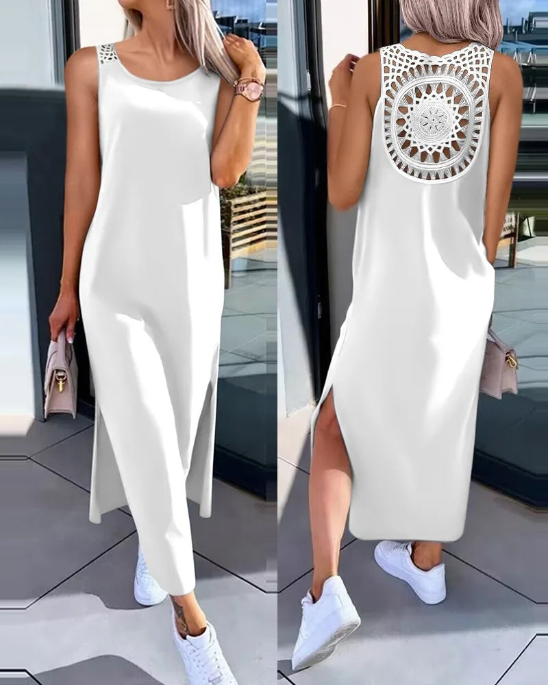 Dash White Crochet Detail  Dress