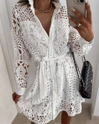 Sienna White Lace Shirt Dress