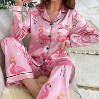 Flirty Flamingo Satin 2pce PJ Set