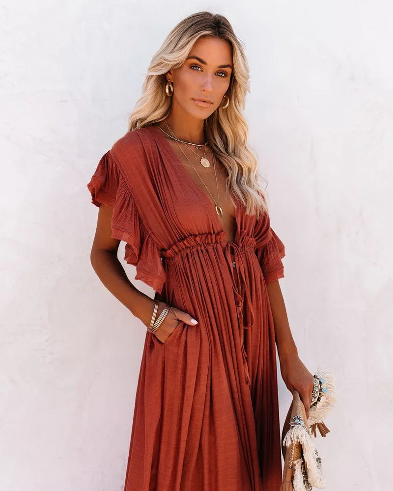 Holly Drawstring Cover-Up - Villa Vibes Australia