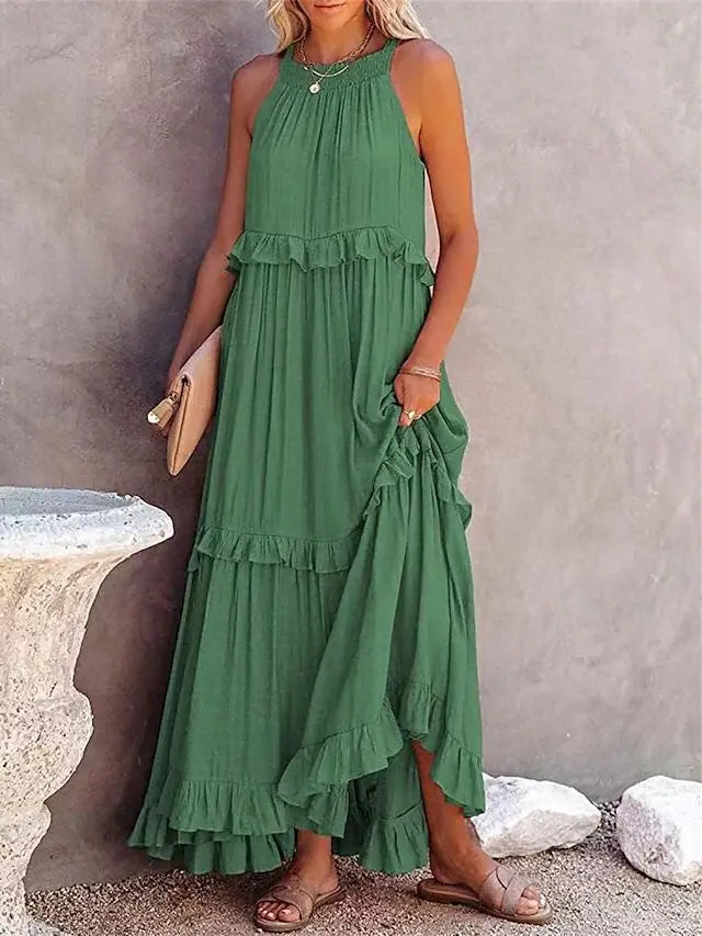 Isabelle Green Ruffled Dress