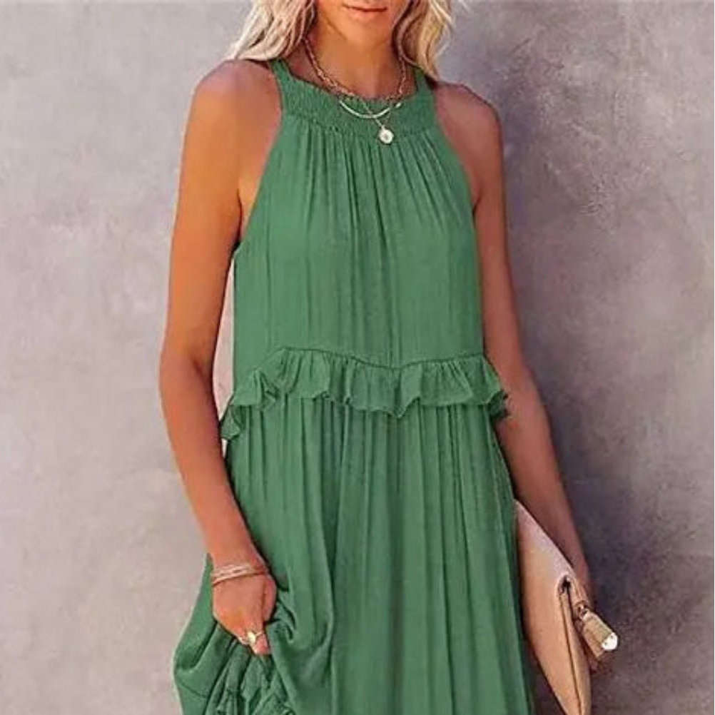 Isabelle Green Ruffled Dress