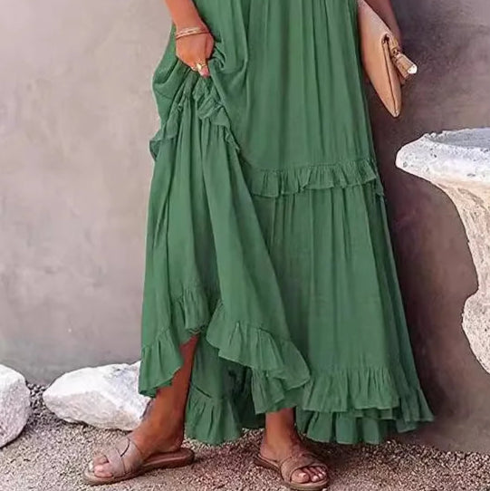 Isabelle Green Ruffled Dress