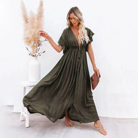 Holly Khaki Drawstring Dress - Villa Vibes Australia
