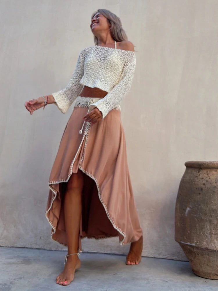 Mira Sand Vintage Crochet Top - Villa Vibes Australia