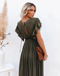 Holly Khaki Drawstring Dress - Villa Vibes Australia
