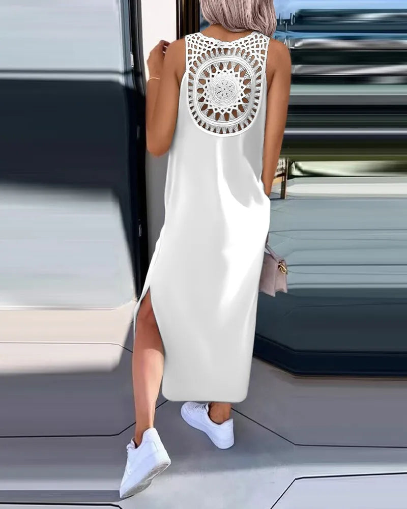 Dash White Crochet Detail  Dress