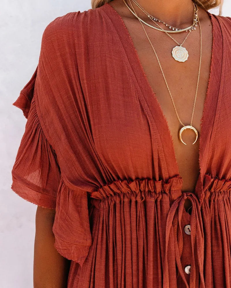 Holly Drawstring Cover-Up - Villa Vibes Australia