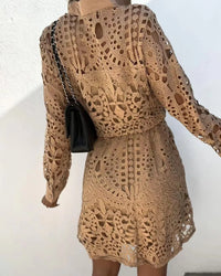 Sienna Toffee Lace Shirt Dress