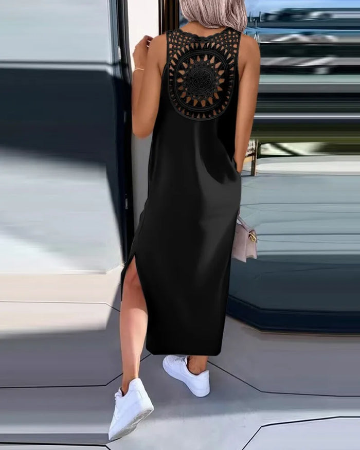 Dash Black Crochet Detail  Dress