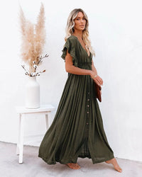 Holly Khaki Drawstring Dress - Villa Vibes Australia