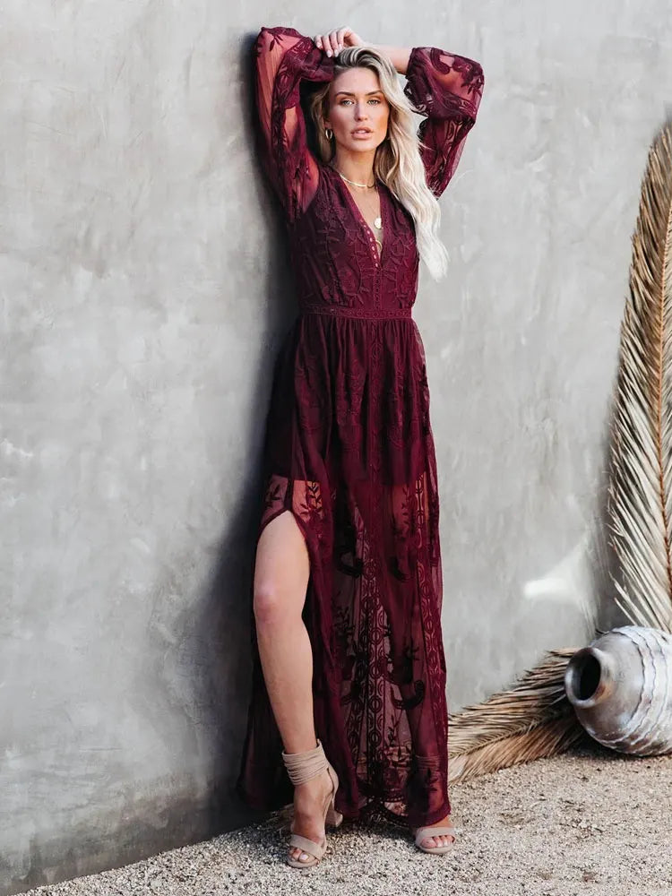 NEW Janis Wine Lace Dress