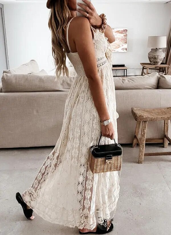 Shiloh Cream Lace Tassel Dress